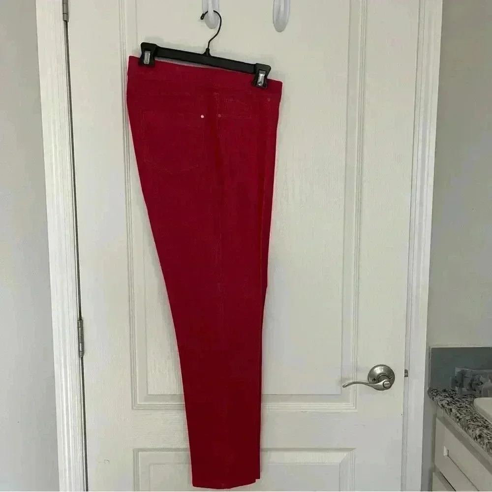 Red Denim Straight Leg Jeans - Picture 4 of 9